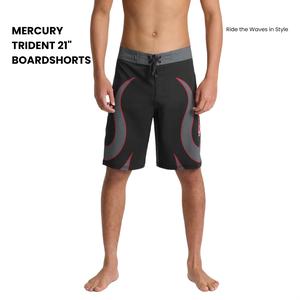 Quiksilver | Mercury Trident 21" Boardshorts - Black | SURFSILK 4-Way Stretch Boardshorts | Fixed Waist & Zipper Pocket | Ride the Waves in Style