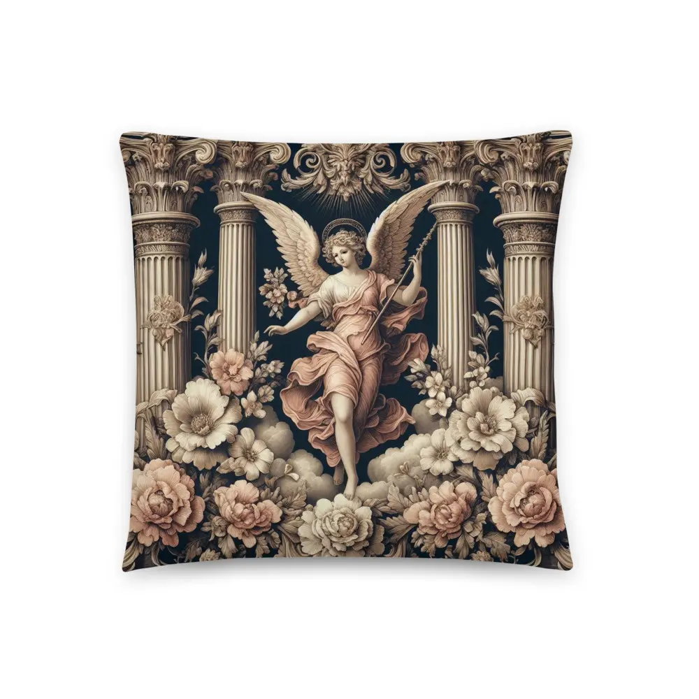Wings of the Abyss Dark Vintage Baroque Angel Pillow Gothic Opulence with Hidden Zipper & Shape-Retaining Insert for Alt Queens & Dark Romantics