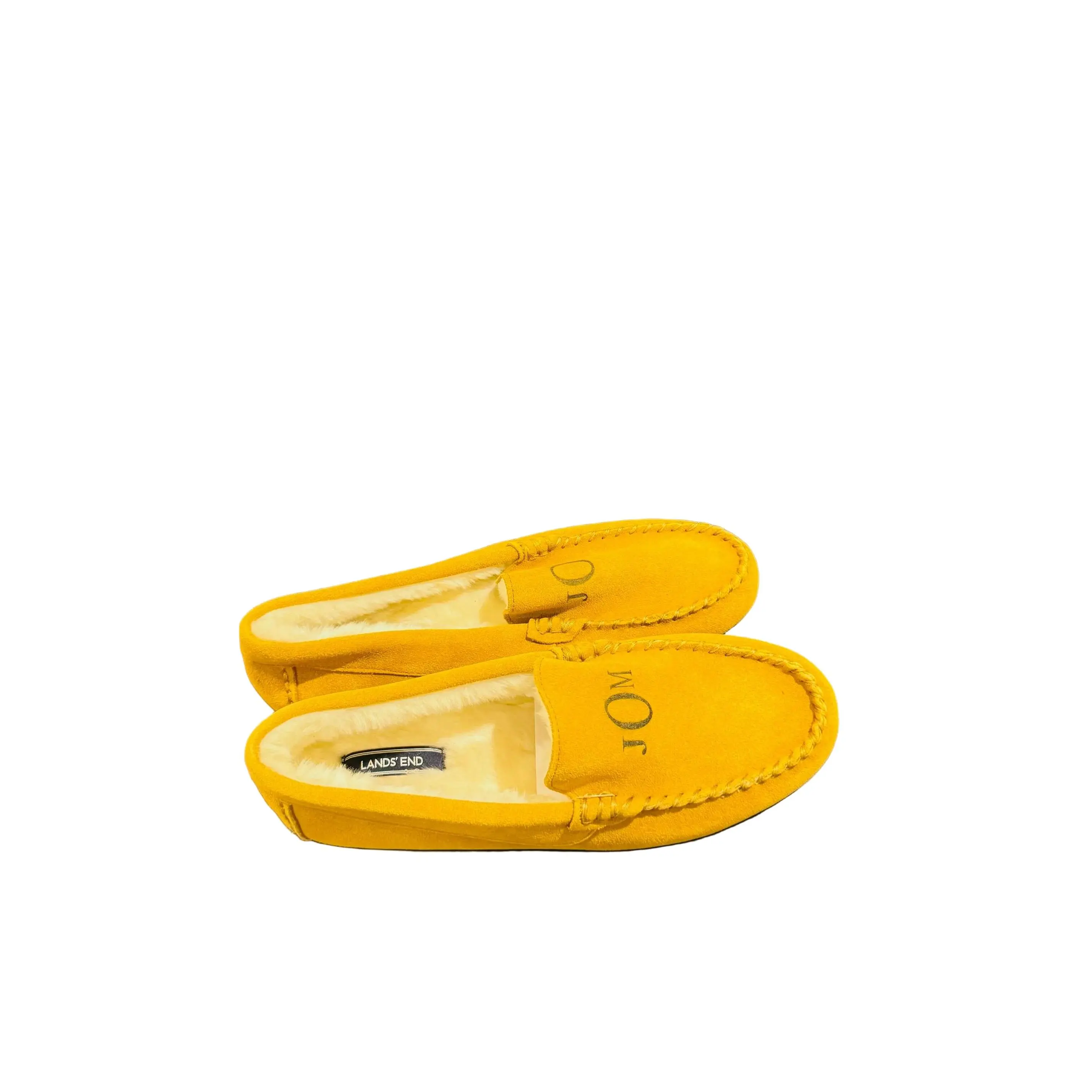 Moccasin Slippers for Women, Classic Suede Slip On Casual Shoes with a Faux Fur Lining and Foam Cushion Insole, Round Toe, Monogrammed, Cushioned Foam Insole, Moc Stitch Toe Detailing, Fabric, Flat, Footwear, Faux Fur Slippers, Non-Removable Insole