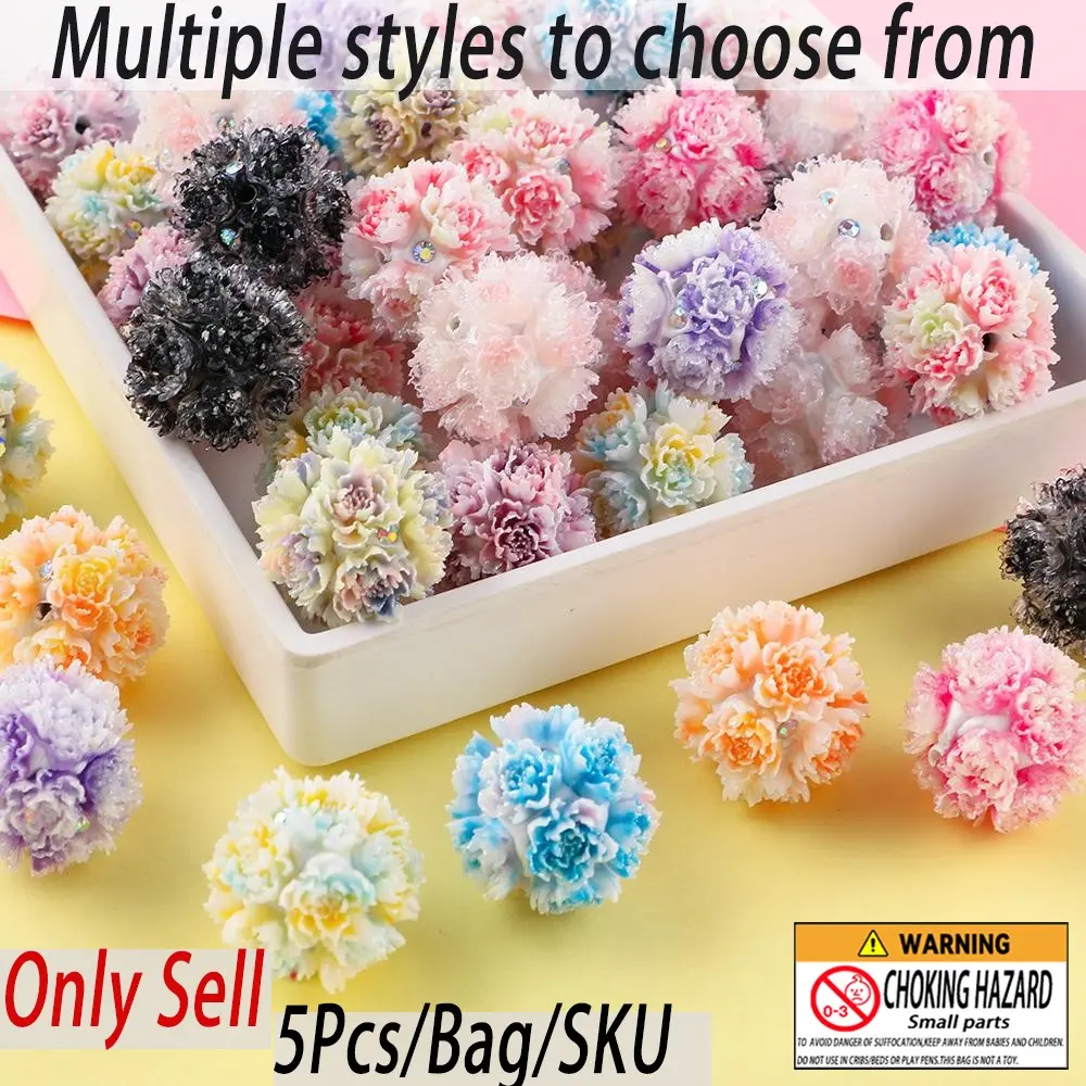 5pcs Polymer Clay Acrylic Rose Beads, Bead Assortment, Soft Petal Design, Mixed Pastel & Bright Colors, 0.23mm Hole, DIY Jewelry Making Supplies, Beading Accessories, Beads for Bracelets