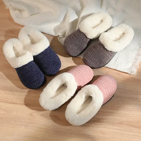 Roxoni Women's Winter Fur Warm and Comfortable Clog Slipper with Round Toe Memory Foam Insole for Indoor & Outdoor Use