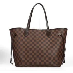 Pre-owned Louis Vuitton Coated Canvas Shoulder Bags Neverfull Damier Ebene Brown 21780749 hz