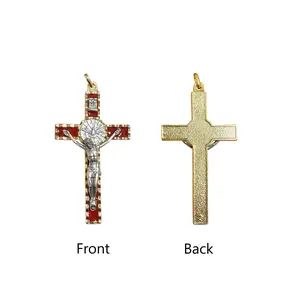 Holy Spirit Crucifix with red enamel, gold tone 3.0"