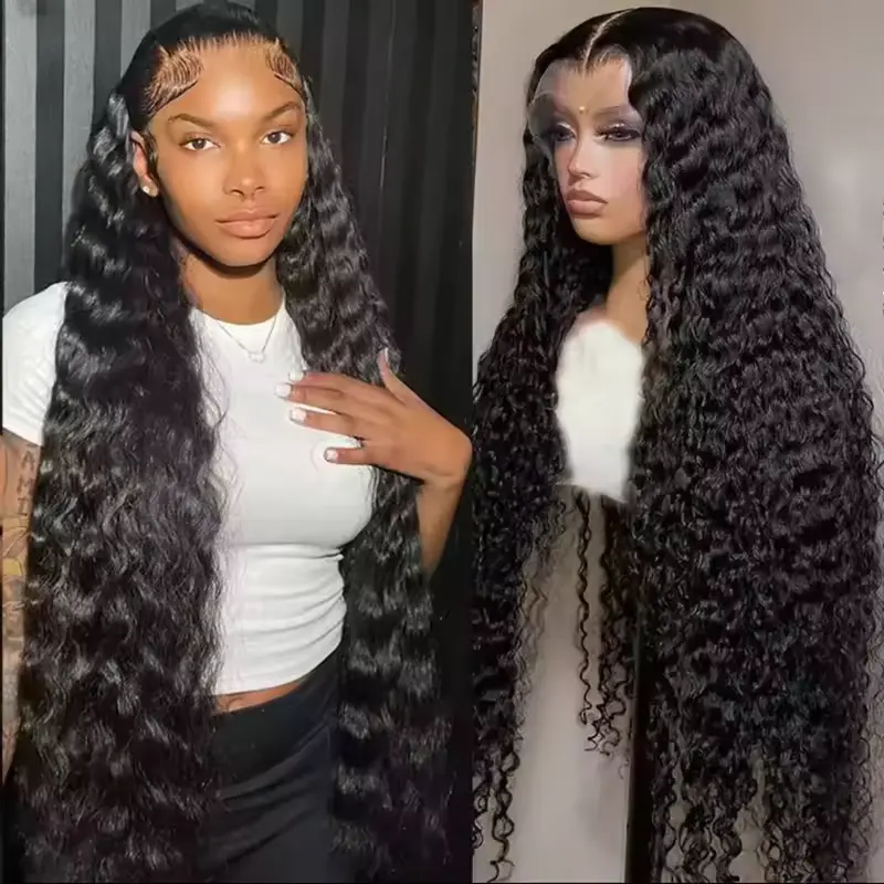 Bling Hair 36 38 Inch Deep Wave 13x6 HD Lace Front Wigs Human Hair For Women 180% Density 13x4 Kinky Curly Lace Frontal Wig Human Hair Brazilian Wigs
