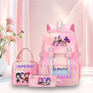 2026 New Backpack kpop Witch Hunters Cartoon School Bag Three-piece Set Backpack