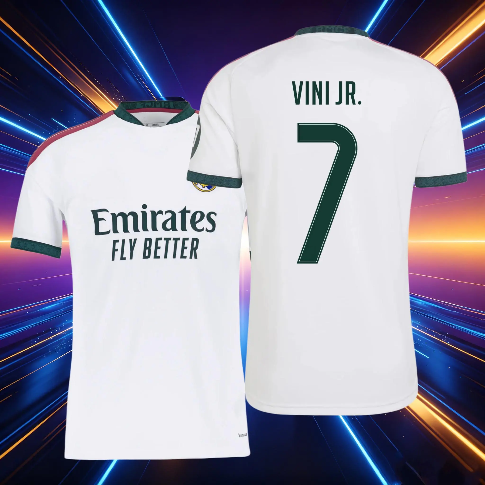 26 27 Home White 7# Vini jr. Short Sleeve Soccer Jersey Fans Version