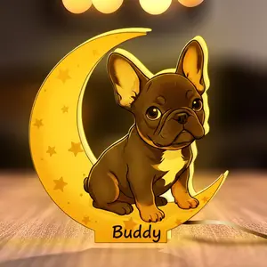 Personalized Pet Moon Light Box, LED Night Light with Dog Illustration