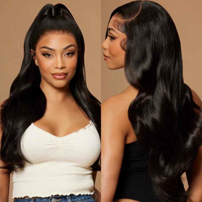 [Wig Clearance Sale] Suntuhair 13x4 13x6 HD Transparent Lace Frontal Wigs Human hair Pre Plucked Brazilian Body Wave Frontal Wigs Human Hair with Baby Hair 180 Density Natural Hairline Natural Black Colork Women Natural Black 20-32inch