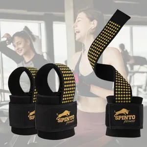 SPINTO Heavy Duty Lifting Straps | Premium Non-Slip Silicone Grip Wrist Support | Adjustable Weightlifting & Powerlifting Straps for Strength Training & Gym Use