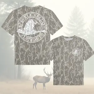 Ghost Camo Circle Logo Speckle Bellies Outdoors Bottomland Washed Out Mossy Oak Camo Cotton T Shirt, Men’s Camo Hunting Tee, Lightweight Outdoor Shirt | Deer Forest Graphic T-Shirt for Men, Gift for Fan, Father's Day, Mother's Day