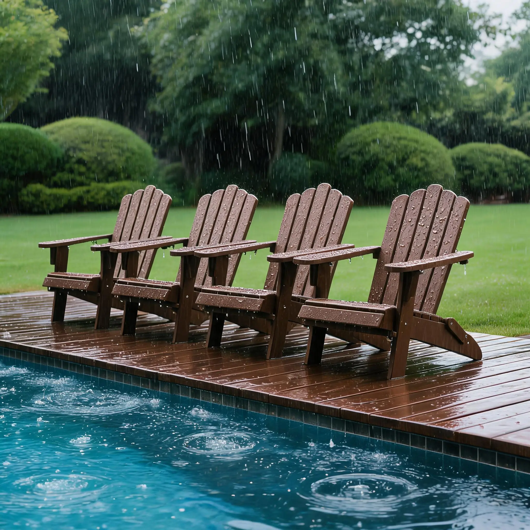 Folding HDPE Adirondack Chair Set of 2 Weather-Resistant Patio Chair with Wide Armrests & High Backrest, Fire Pit Chair for Garden, Backyard, Porch