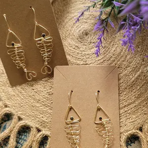 wire wrap fish skeleton earings Female Retro