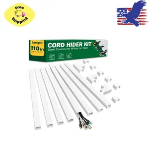 Cord Hider Kit, 110in Cord Covers for Wires on Wall 8X L14in X W0.96in x H0.57in