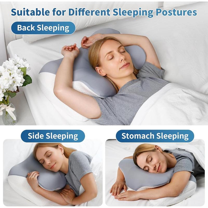 Cervical Neck Pillow - Ergonomic Cooling Pillows for Neck and Shoulder Pain Relief, Orthopedic Bed Pillow for Side Back Stomach Sleeper with Washable Pillowcase