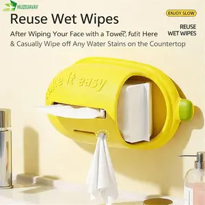 Creative Wall Mounted Tissue Holder with Suction Cup, Bathroom Tissue Box Organizer, Waterproof Facial Tissue Storage, No Drill Paper Towel Holder