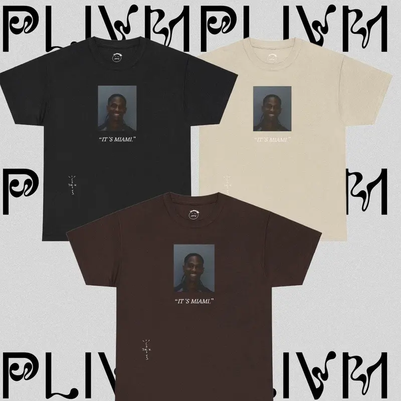 Traviss S Scott (Cactus Jack) Inspired T-shirt, Mugshot, IT'S MIAMI, Utopia T-Shirt Graphic T-Shirt Unisex Cotton T-Shirt Shirts for Women