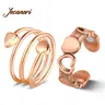 Jecanori Women's 2pcs Elegant Fashion Rings Set - 99.99% Pure Copper, Magnetic Fit, Handmade Heart Shapes, Casual Female Anniversary Costume Jewelry Gifts with Gift Box