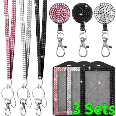 Black Marble ID Badge Lanyard - Silicone Beaded Lanyard With Badge Holder, Breakaway Safety Clasp For Work