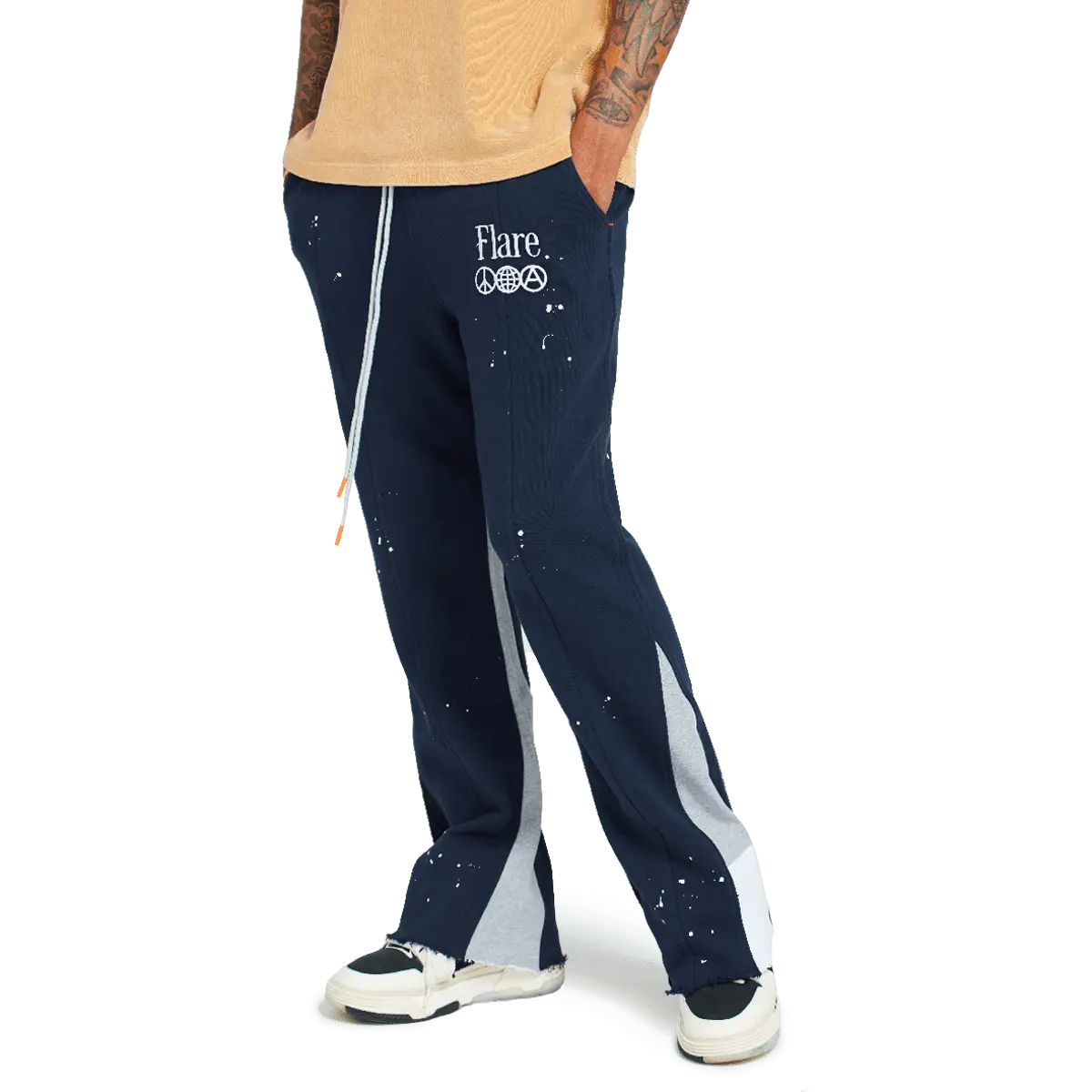 Oops Paint Flare Sweatpants Navy