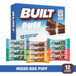 Puff Protein Snack Bars, Protein, Collagen, Variety Pack, Sample Mix Box, 12ct Box