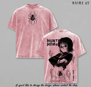 Shizuku Murasaki Hunter x Hunter Shirt Phantom Troupe Spider 8 Vintage Washed Oversized T Shirt Anime Graphic Back Streetwear Heavy Cotton Tee Manga Fans Gym Pump Cover