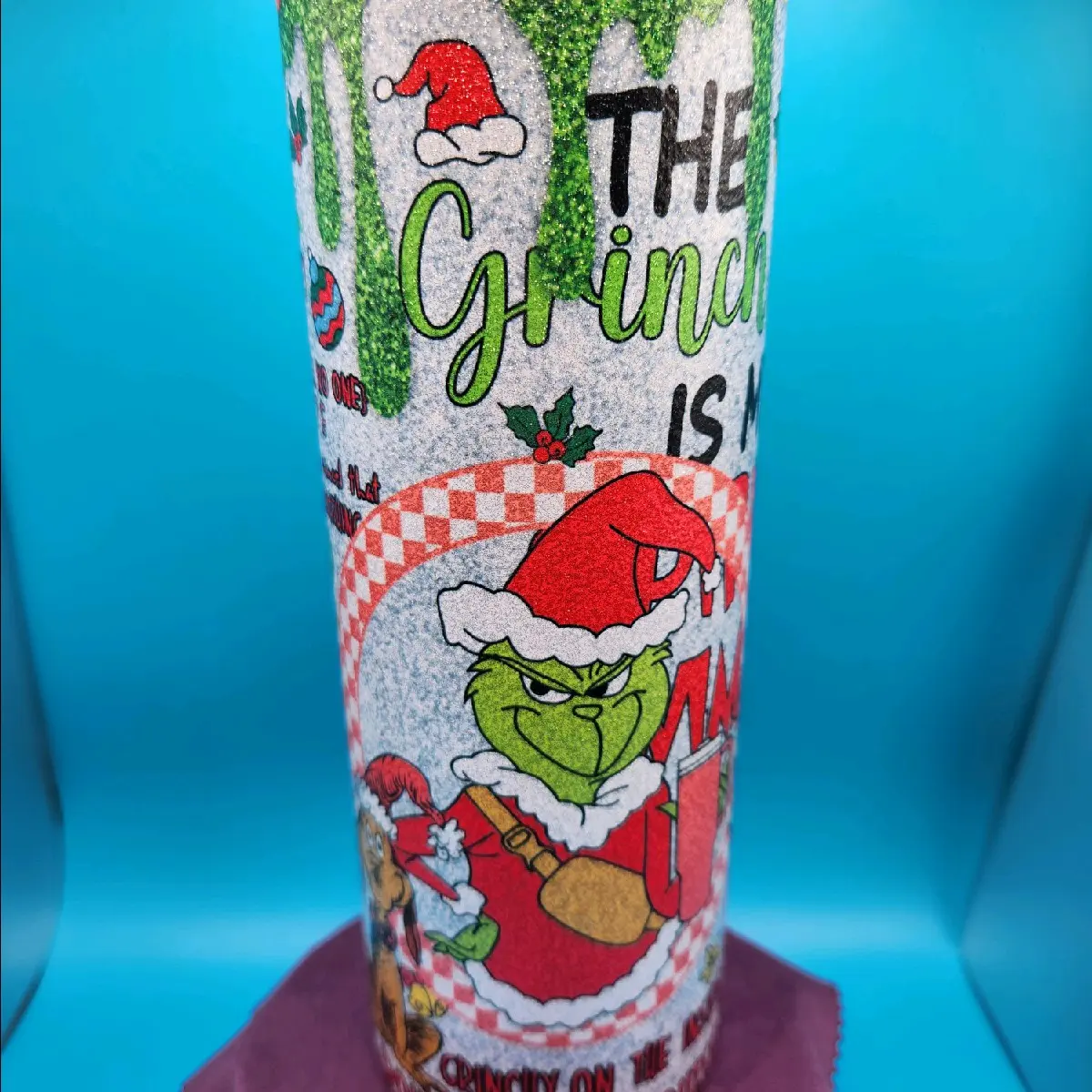 Glitter 20oz Grinch Christmas Tumbler