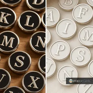 Letter Snap Jewelry Silver Ginger Charm Monogram Alphabet Initial 18MM Button Fits Customizable Bracelets, Necklaces, Keychains, Rings