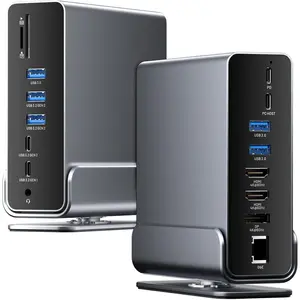 15-in-1 Laptop Docking Station Dual , 360? Roatable Triple  Docking Station with 2 * 4K HDMI and 1*DP, PD 100W  for Laptop, 10Gbps USB Port Transfer, RJ45, Audio, SD/TF
