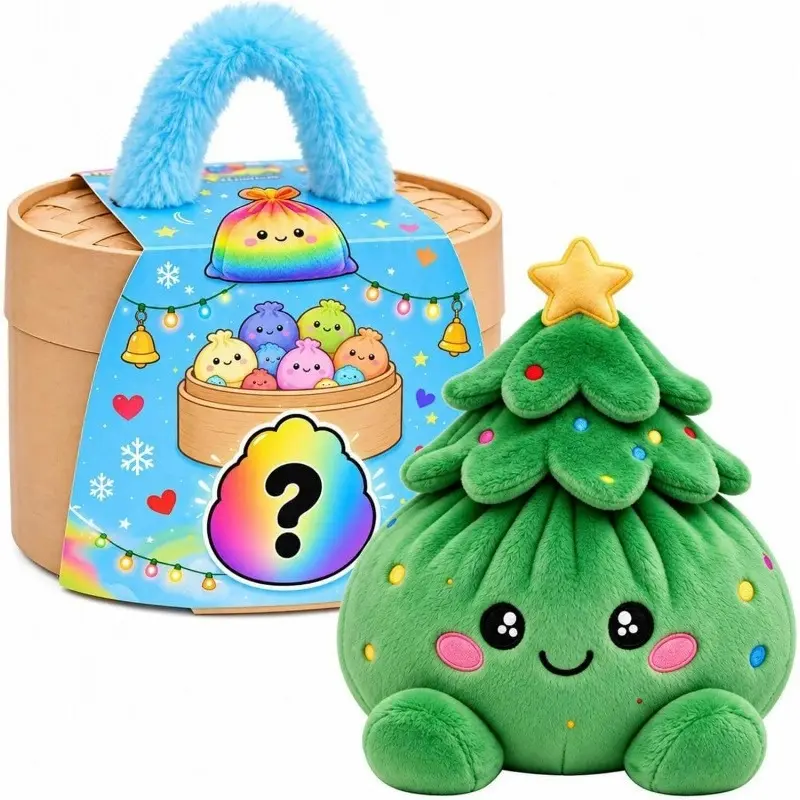 Cute Plush Stuffed Dumpling Squishies, Big Rainbow Squishes with Steamer Christmas Halloween Party Gifts for Home Decor