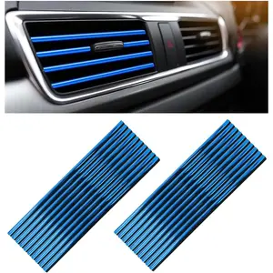 20 PCS Car Air Conditioner Vent Decorative Strip, Waterproof Bendable Auto Air Vent Decoration, Universal Vehicle Interior Accessories Suitable for Straight Air Vents (Blue)