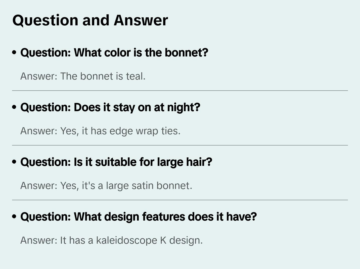 Teal Kaleidoscope Satin Bonnet