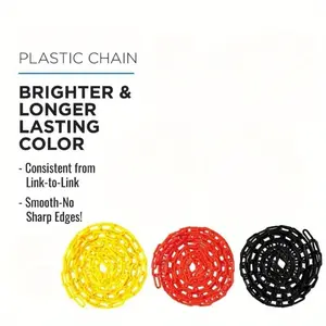 Houseables Plastic Chain Links, Safety Barrier Chains, Plastic Chain Barrier, Light Weight Safety Chains, Accessory for Crowd Control, Queue Line, Decoration（Total length: 1000cm/394in）