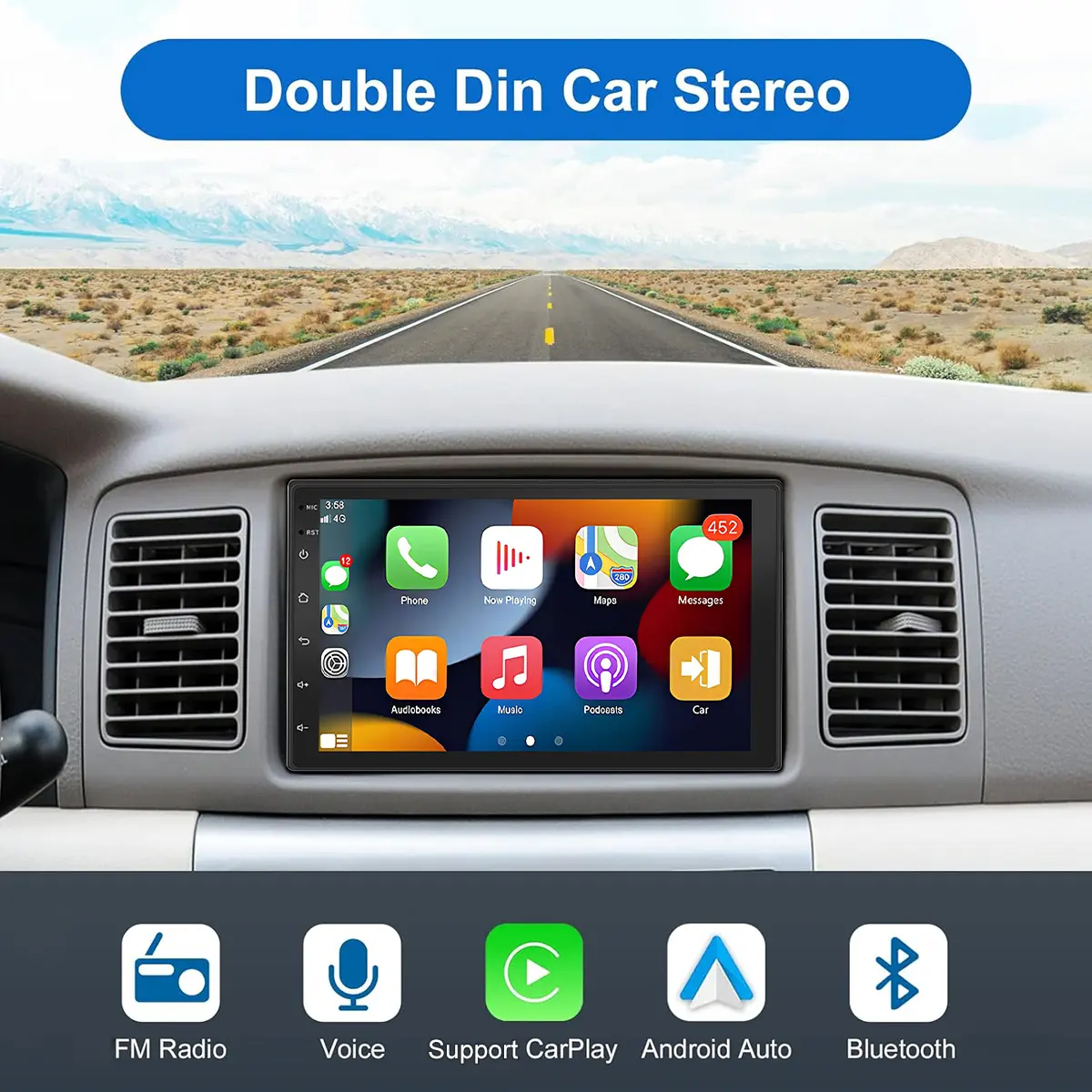 7in Touchscreen Car Audio  Receiver with Android 13 with General Double Din Car Stereo Radio for Nissan universal  Wireless CarPlay Wireless Android Auto,Reversing camera Bluetooth,RDS/FM, GPS Navigation,SWC,Mirroring,AHD camera + microphone