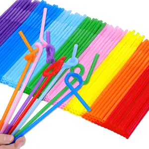 300 count 10.3 Inches Disposable Flexible Bendy Drinking Straws Plastic Straws