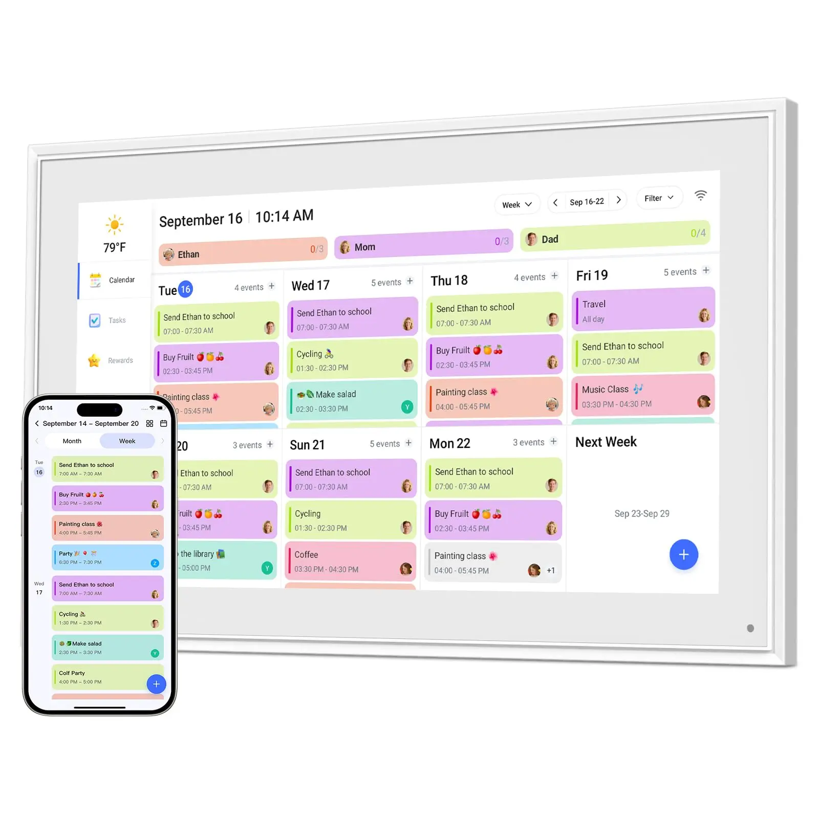 15.6-Inch HD Touch Screen Digital Calendar - Office Organiser with HD Resolution, Flexibility, Connection, Enhanced User Experience, Electronic Planner, Chore Chart, Task Rewards System, Family Photo Display, Online Calendar Sync, Wall Mount