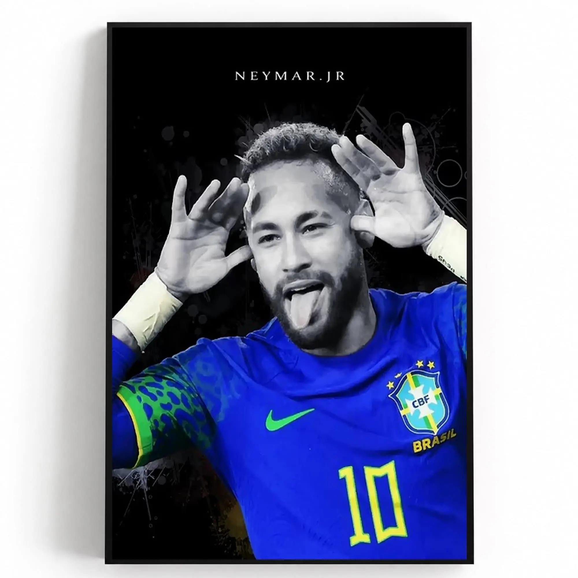 Neymar Jr. Brazil Jersey Poster, Soccer Gifts, Sports Poster, Football Poster, Soccer Wall Art( Unframed - Print Only )