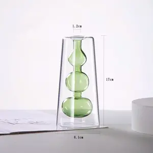 Colorful Glass Flower Vase, Gourd Hydroponic Plant Holder Decorative Ornament, Stylish Home & Garden Accessory