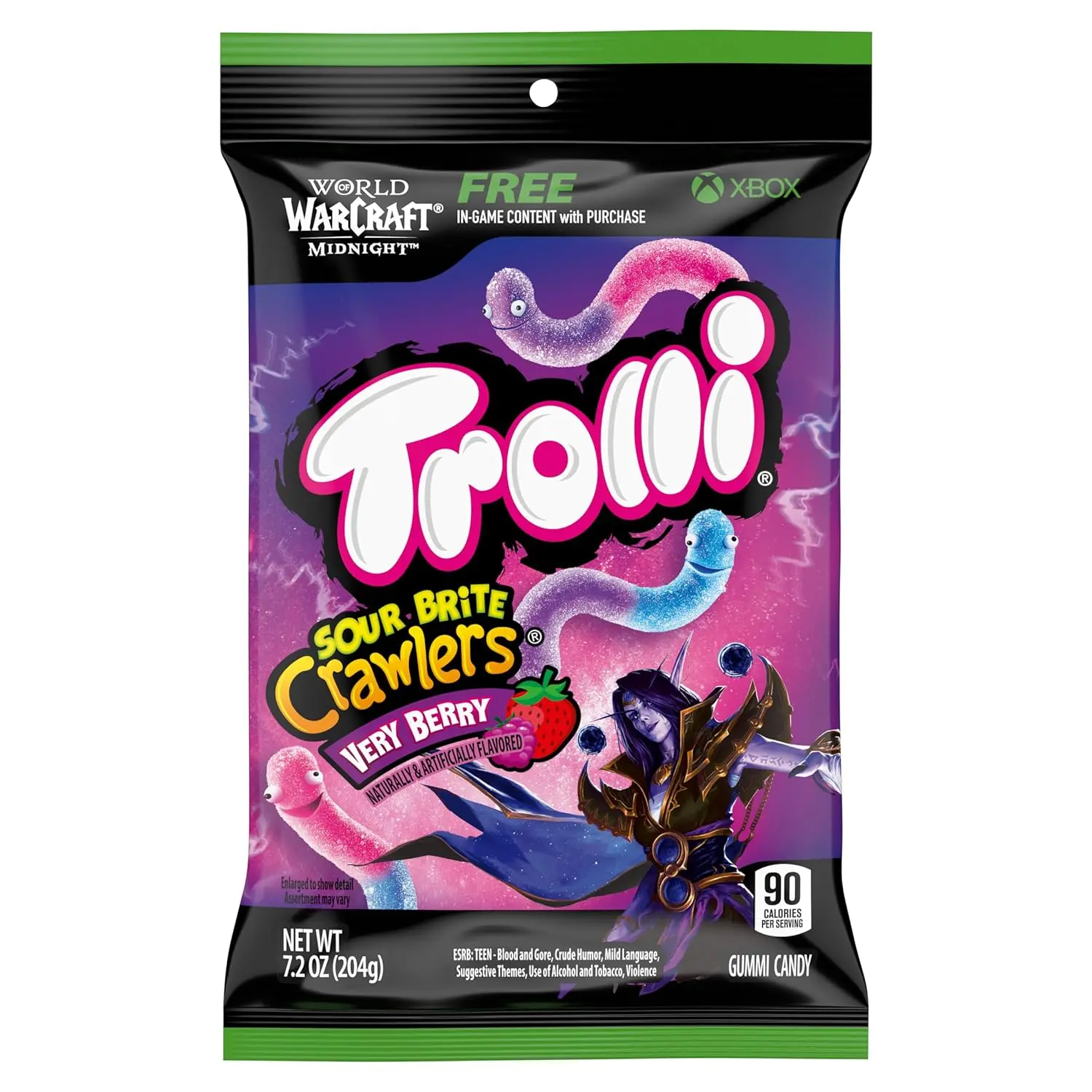 Sour Brite Crawlers Very Berry Gummies – Chewy Sweet & Sour Worm Candy 7.2 oz