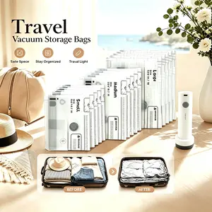 5-Pack Large/Medium/Small Vacuum Storage Bags, suitable for duvets, blankets, and clothing— vacuum sealing compression bags with manual pump —space-saving storage bags ideal for bedding, moving, travel, and organizing items,  Zipper Sealer Bags