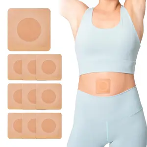 10 Pcs Castor Oil Pack Wrap, 3.15 x 3.15 inches Disposable Castor Patches Belly Button Wrap for Stomach Highly Absorbent Self-Adhesive Cotton Belly Button Patch (Oil Not Included) organic cotton easy Water Proof Gift Reddish Brown