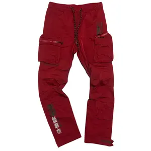 Rise Utility Nylon Cargo Pants - Burgundy - WP25582
