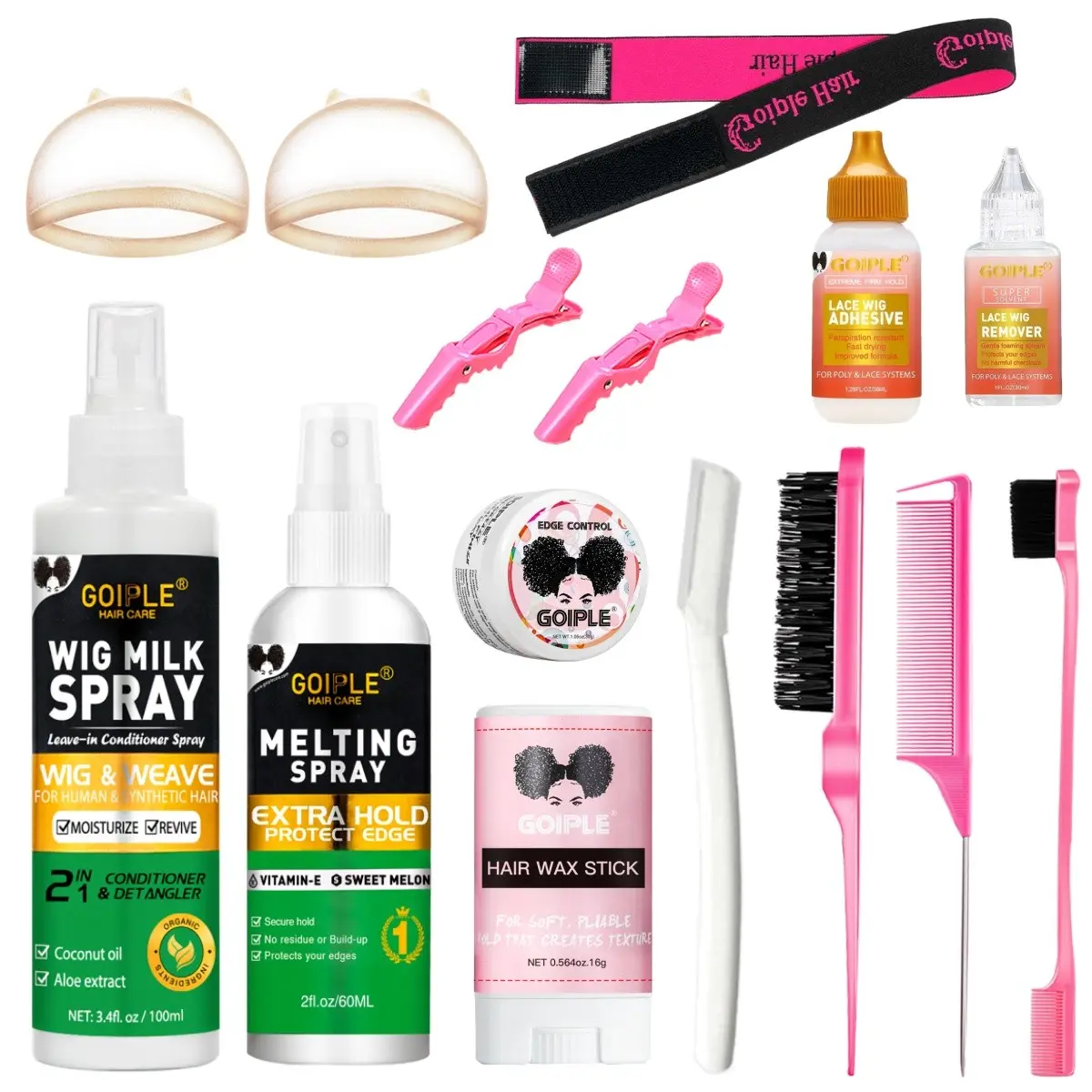Goiple Wigs Styling Kit, Perfect Wig Shaping, Seamless Blend, Natural Hairline, Wig Melt Spray, Care Liquid, Glue, Remover, Easy Use, Beginner Friendly