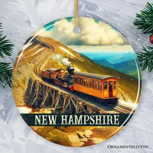 Scenic New Hampshire Mount Washington Cog Railway Ornament, American Northeast Landmark Christmas Gift and Souvenir