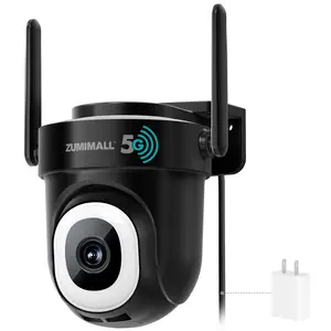 ZUMIMALL 5MP 5G Cameras for Home Security Outdoor, 24/7 Recording Security Camera Outdoor Wired, 360°PTZ Outdoor Security Camera, Auto Tracking, Motion&Noise Alert, Plug-in, Works with Alexa, IP66
