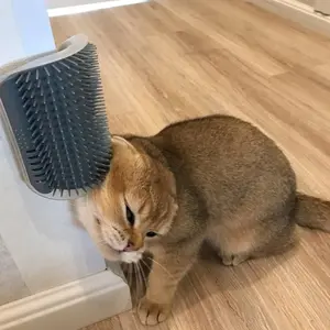 Wall-Mounted Cat Grooming Tool, Self-Brush Massage Comb, Durable PVC Corner Brush, Space-Saving Pet Grooming Tool, Silicone Bristle Brush, Fur Grooming Brush