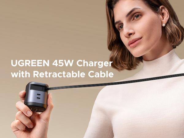UGREEN 45W/65W/75W/100W 3 in 1 Compact GaN Charger, Retractable USB C Fast Wall Charger with Foldable Plug, Compatable for iPhone 17/16 Series, Galaxy, Pixel, iPad-Cellphone Electronic portable charger,TikTokShopBlackFriday ,TikTokShopHolidayHaul