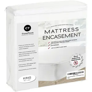 Waterproof Mattress Protector King Size 6-Sided Zippered Mattress Encasement Breathable Fabric Cover Machine Washable Fits King Mattress 78 x 80 Inches Up to 16" Deep