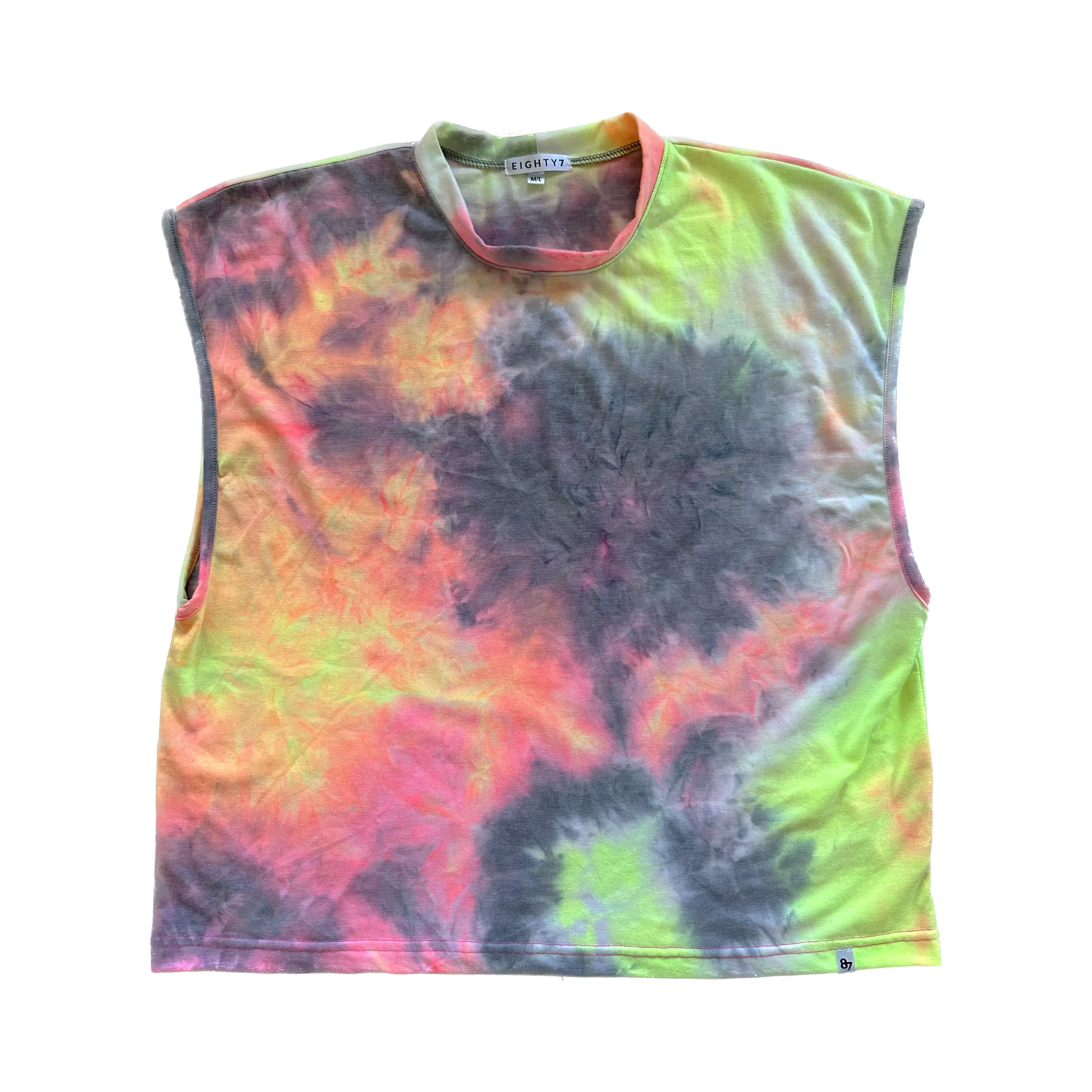 NEON TIE-DYE MUSCLE CROP