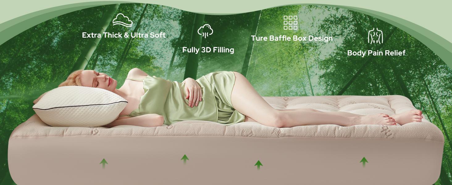 【BEDLORE】Thick Fitted Sheet Mattress Pad, Fluffy Pillow Top Comfort Layer, Cooling & Soft Design with Deep Pockets (Fits 6–18 Inch Mattresses), Ideal for Bedroom & Home Use