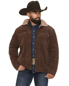 Cody James Men's Ozark Corduroy Sherpa Lined Heavyweight Trucker Jacket - Cjfa25o18-Dkbn